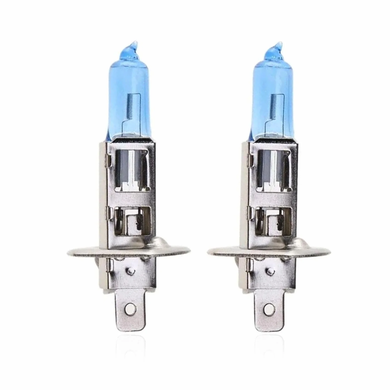 H1 Halogen Auto Lampe 12V 60W – Extra Hell & Ultra Langlebig – 6000K Weißlicht für Klarere Nachtsicht – Stoßfest, Plug-&-Play H1 Scheinwerfer für Abblendlicht & Fernlicht (2 Stück)