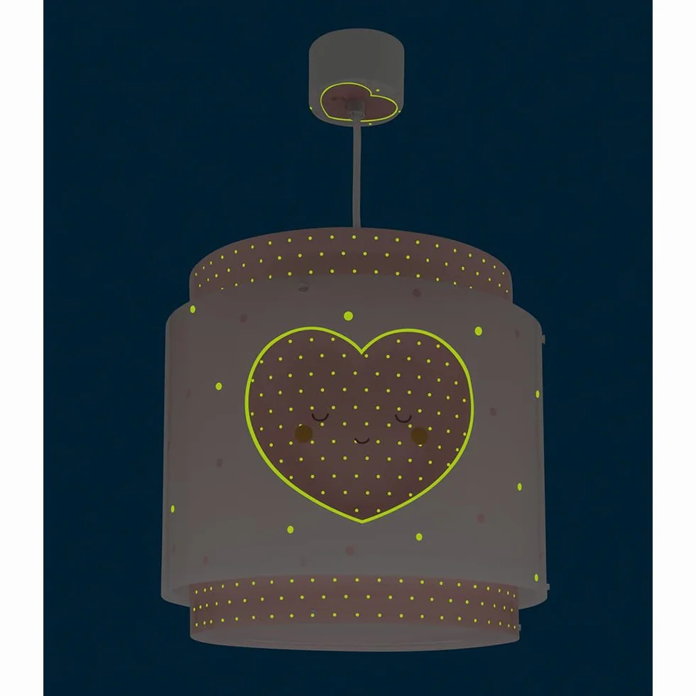 Dziecięca lampa sufitowa wisząca Baby Dreams z różowym sercem