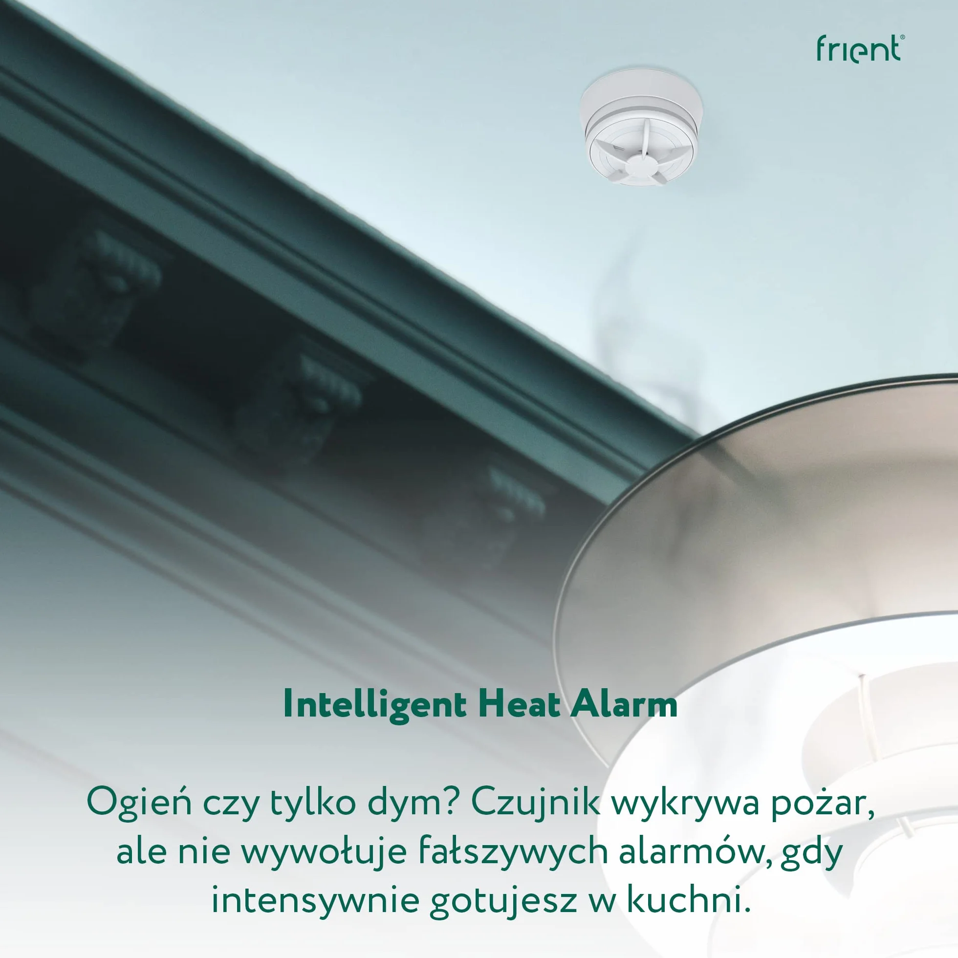 Frient Bezprzewodowy Czujnik Pożarowy Zigbee Kompatybilny z Homey