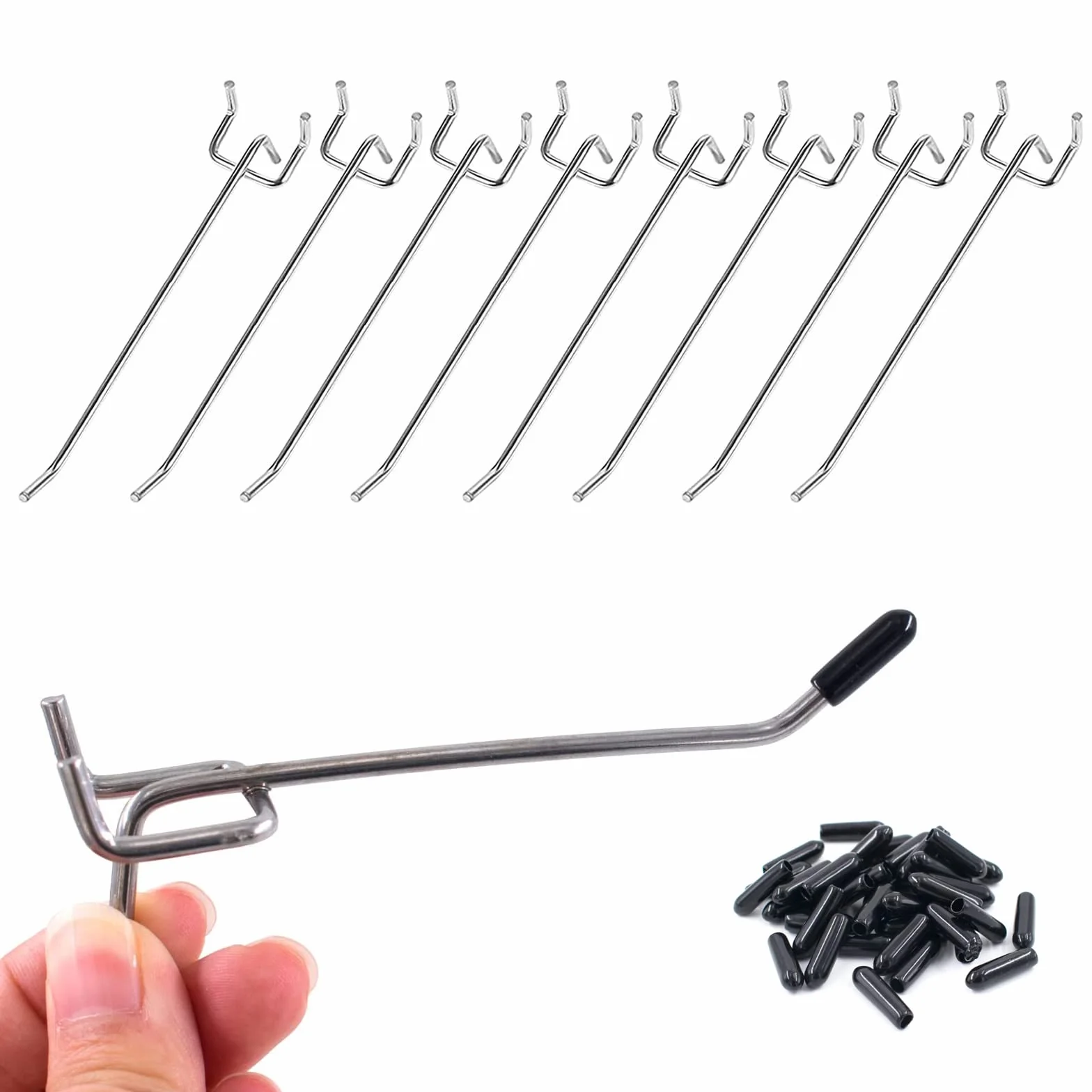 20 sztuk haczyków na ścianę z otworami, 15 cm, metalowe haki do ściany z otworami, haki do montażu na ścianie z otworami, haki do wystaw, półek, sklepów budowlanych, regałów, warsztatów