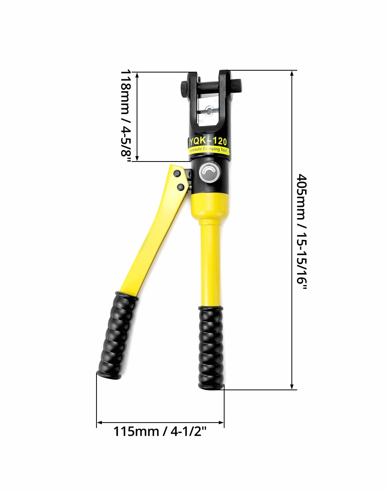 QWORK® Szczypce do zaciskania hydrauliczne, szczypce do zaciskania końcówek kablowych, 12 ton, z matrycami 8 10-120 mm²