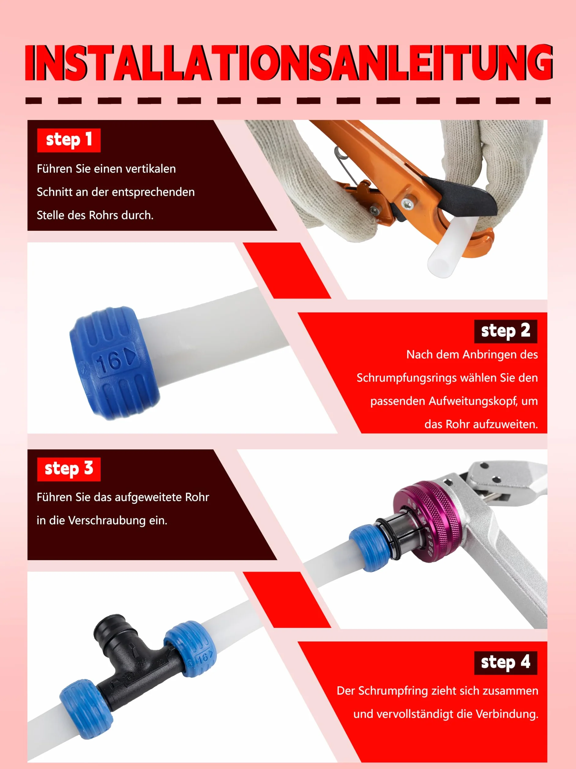 pex Pex-A zestaw narzędzi rozszerzających do 32 mm, przecinak do rur
