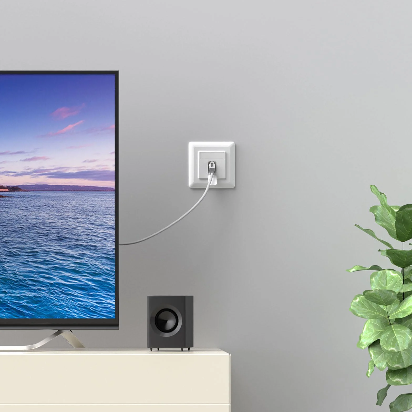 FGB Uniwersalne gniazdo sieciowe CAT6a gniazdo danych 1 port RJ45 natynkowe lub podtynkowe ekranowane 10 Gigabit Ethernet gniazdo sieciowe LAN do kabli sieciowych, kabli wewnętrznych, białe