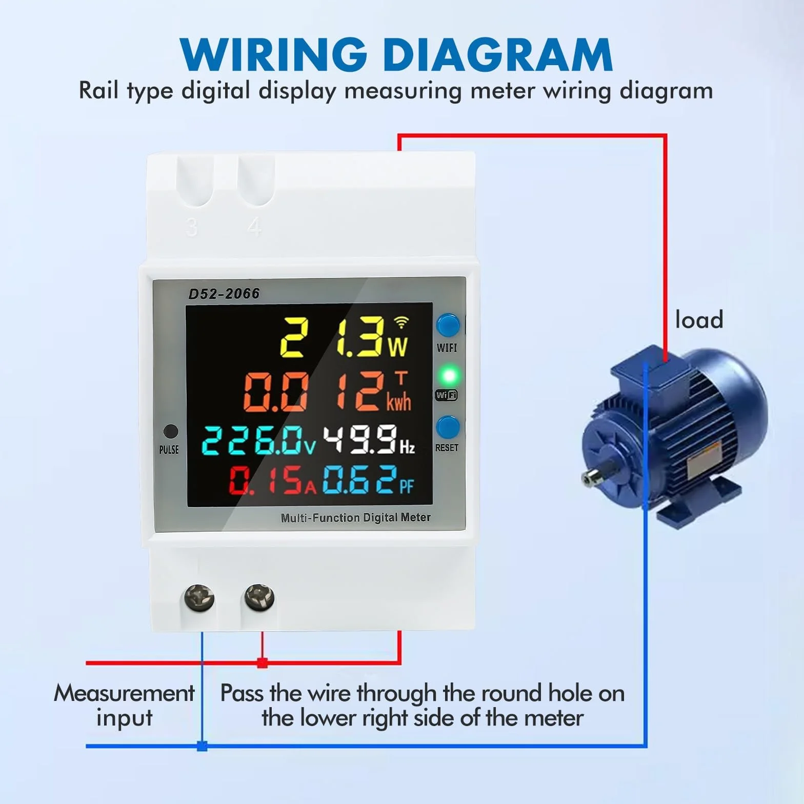 Jadeshay Inteligentny licznik prądu WiFi, szyna montażowa, 6 w 1, LCD, cyfrowy licznik prądu zmiennego, szyna montażowa, licznik KWh, AC40-300 V, 100 A, z wyświetlaczem LCD (wbudowany CT)