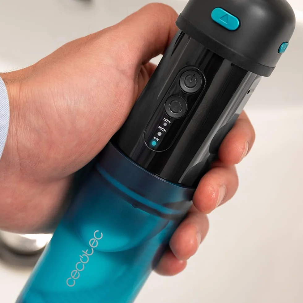 Cecotec Irygator dentystyczny Port Toothcare Jet Splash. Kompaktowy i lekki irygator podróżny z 3 trybami i do 8 intensywności, pojemność 150 ml i 2 wymienne dysze, IPX7, wodoodporny