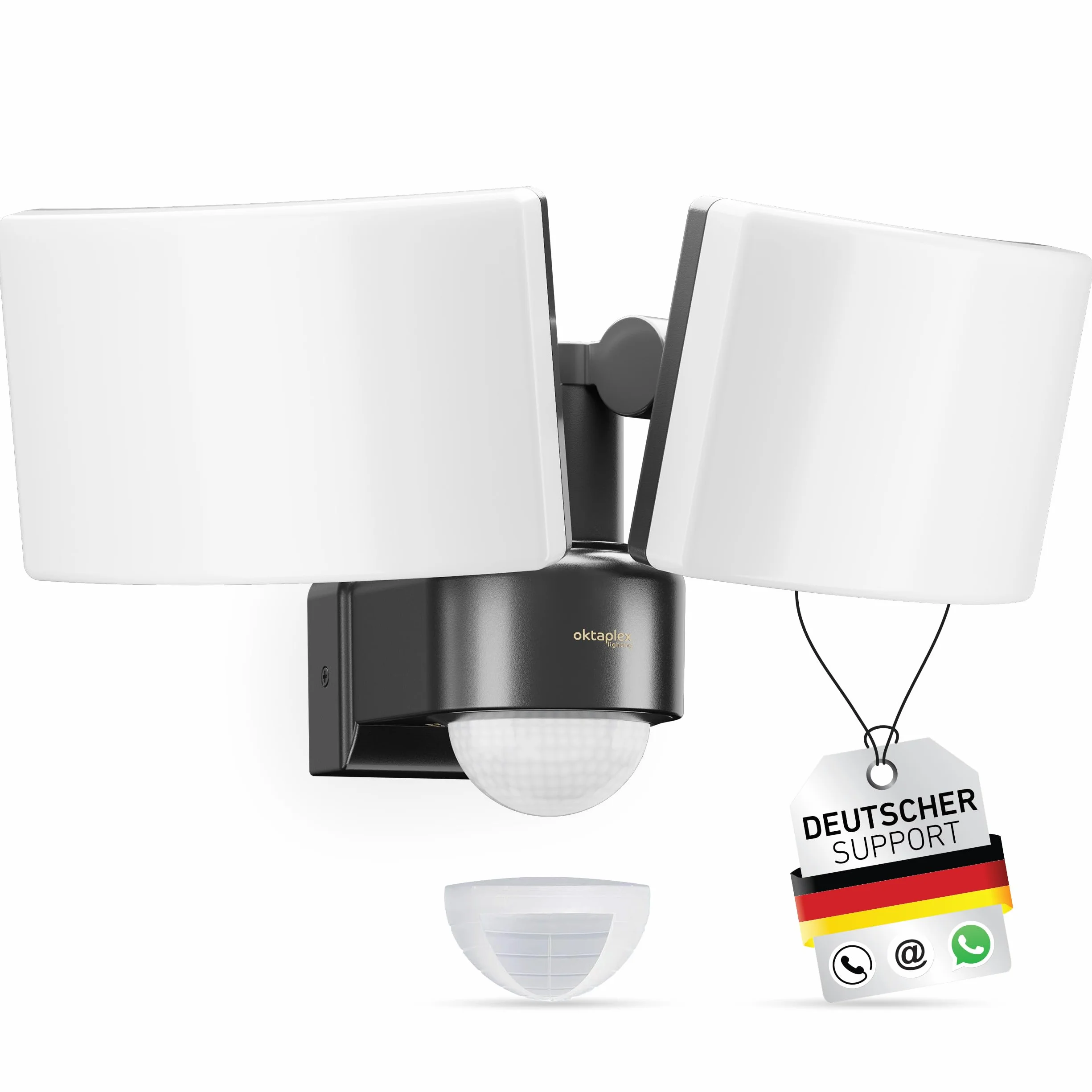 Oktaplex lighting Cali Dos Motion reflektor LED z czujnikiem ruchu, IP65, dwie głowice, 40 W, 3000 K, ciepła biel, reflektor zewnętrzny, antracyt z funkcją Master