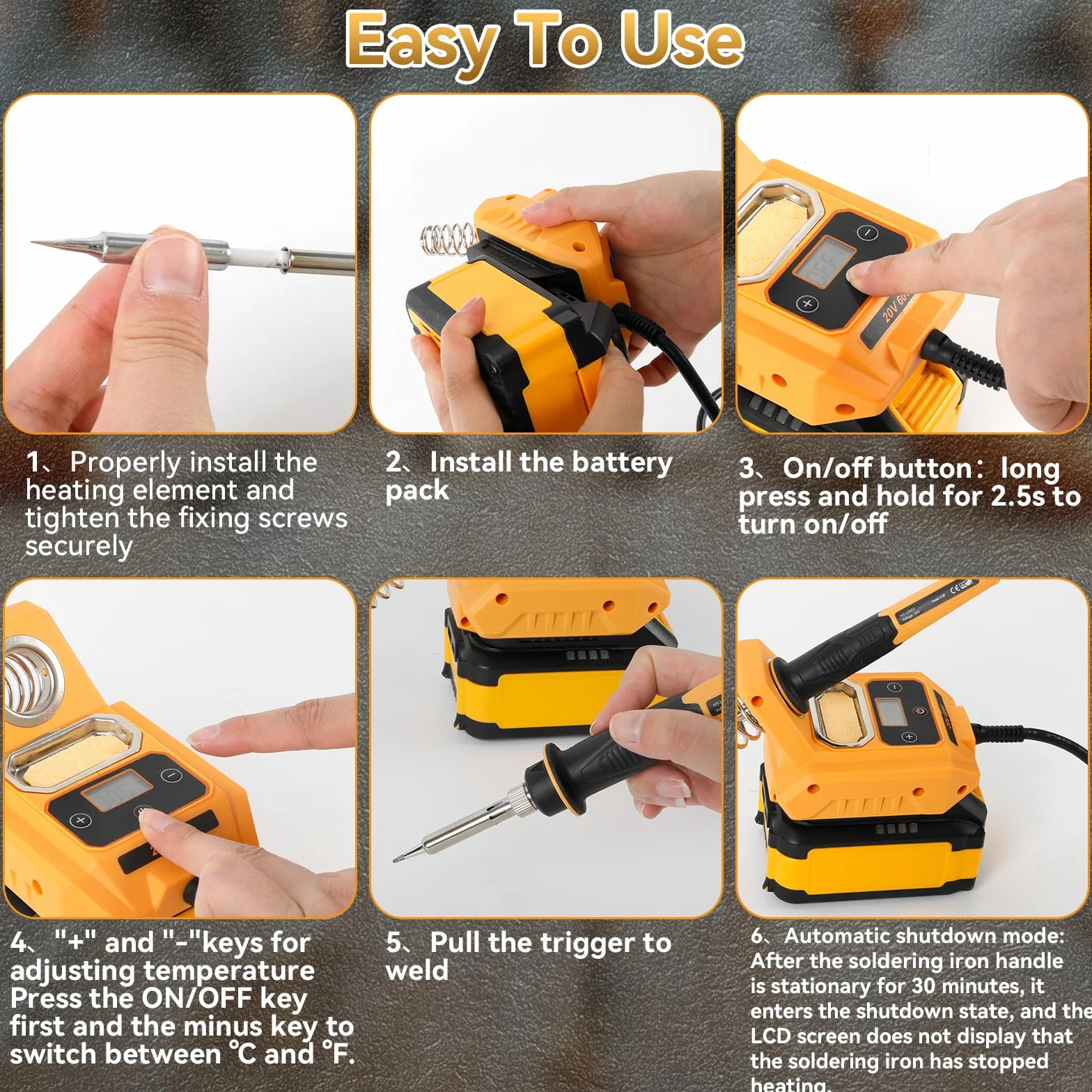 Bezprzewodowa lutownica do baterii DEWALT 18 V/20 V, szybkie nagrzewanie, regulacja temperatury, 60 W, elektryczna cyfrowa stacja lutownicza LCD do majsterkowania, naprawy urządzeń, spawania drutów