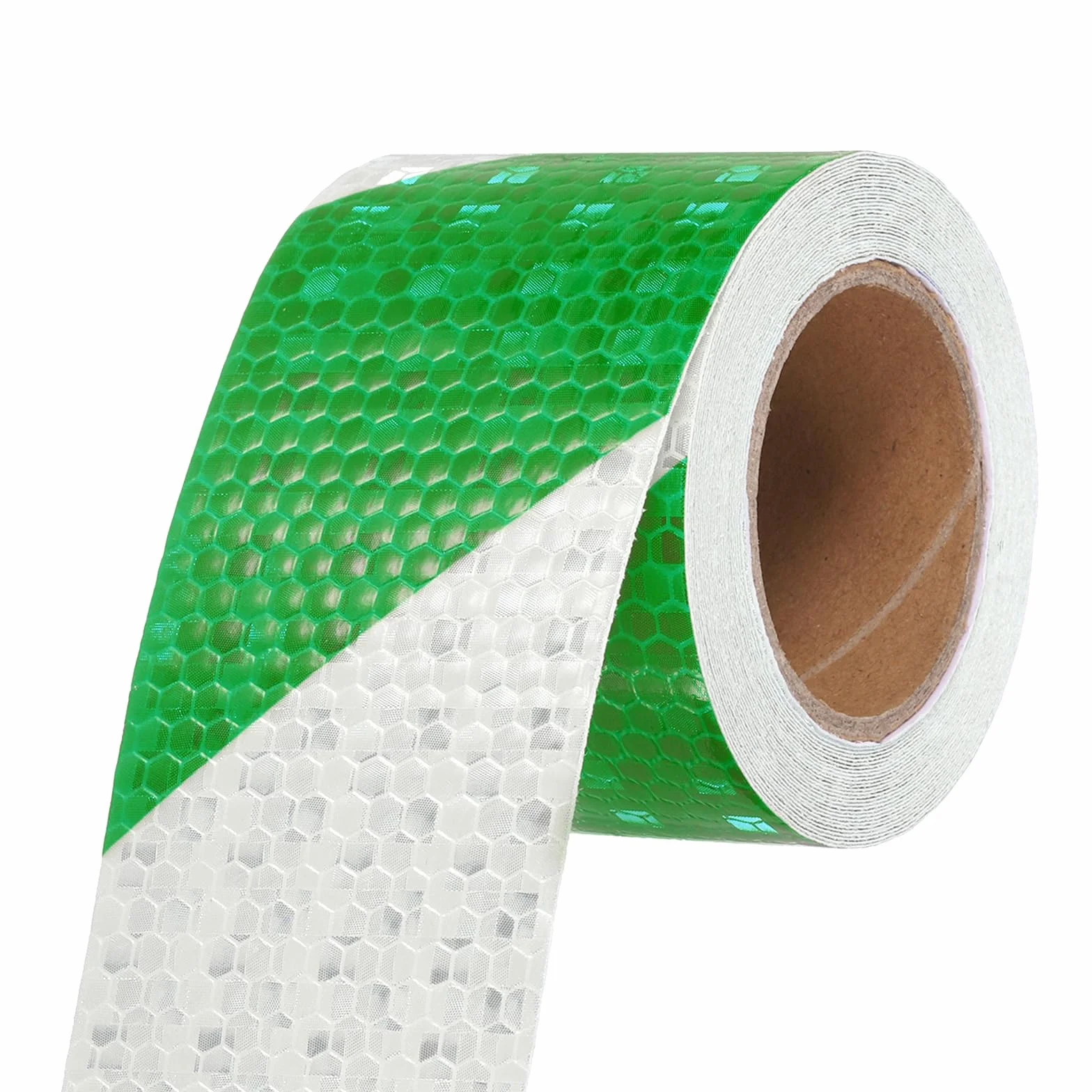 QUARKZMAN Folia odblaskowa 5 cm x 30 m ostrzegawcza naklejka bezpieczeństwa odblaski samoprzylepna zawieszka odblaskowa taśma do samochodów ciężarowych, przyczep, zielona, biała