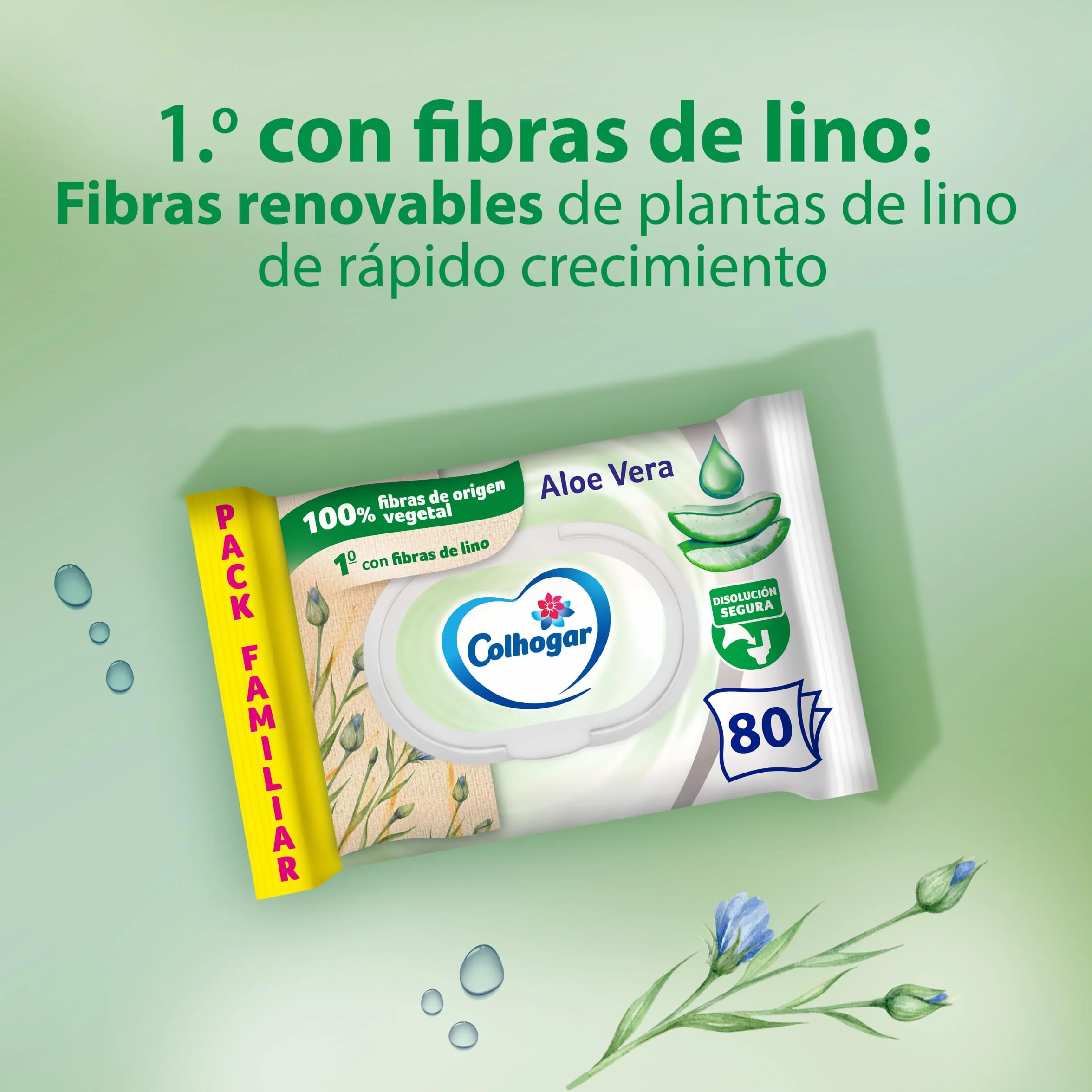 Colhogar Aloe 8x80 - papier toaletowy Jednorazowy na mokro z ekstraktem z aloesu - Bez alkoholu - Testowany dermatologicznie - Opakowanie z 640 chusteczkami na WC