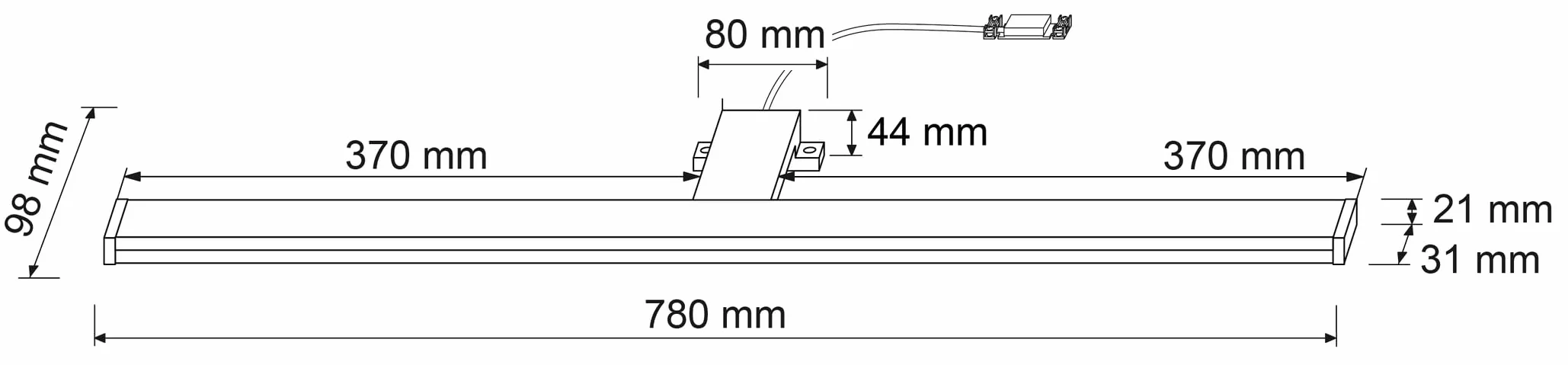 SEBSON® lampa LED do lustra, łazienka, 80cm, lampa montażowa + lampa zaciskowa, neutralna biel 4000 K, 780x98x44mm, 15W 1300lm, aluminium, oświetlenie do wykonywania makijażu