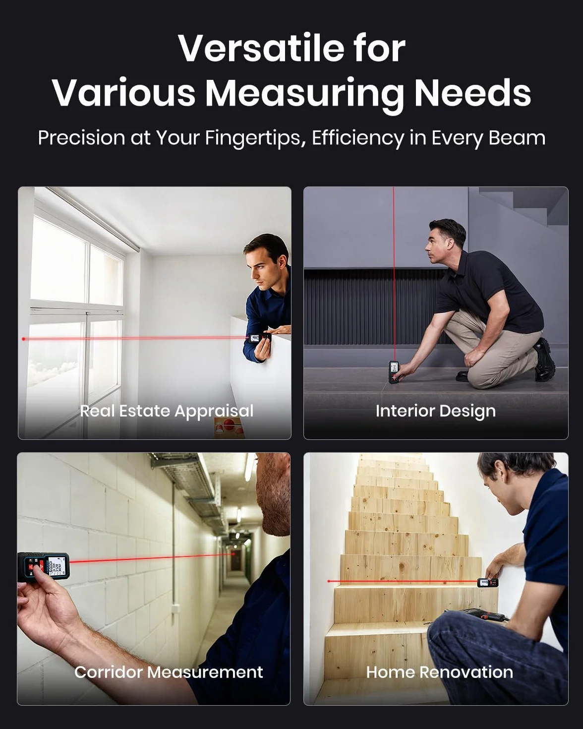 MiLESEEY 120M Laser Measure Device 229ft Digital Tape Measure Electronic Angle Sensor 2mm Accuracy