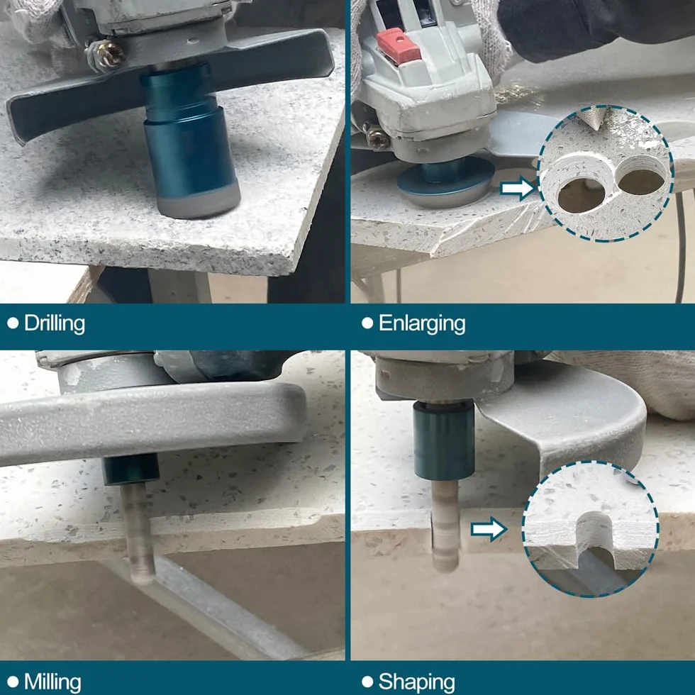 diamentowe wiertła 6/6/8/20/35/50/68mm 10 sztuk/zestaw i 10mm i 50mm frez i adapter do wiercenia na sucho porcelanowe płytki granitowe marmurowe