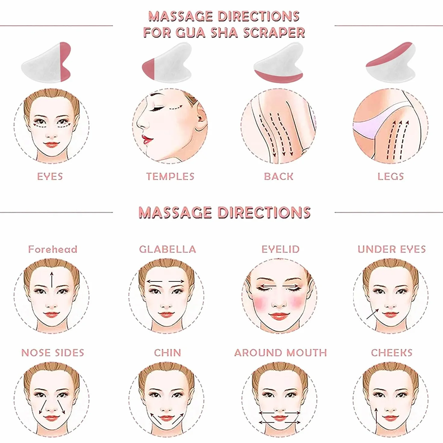 Jadeitowe kamienie Gua Sha do twarzy, masaż, metalowa gua sha do ciała, szyi i oczu, prezent do pielęgnacji skóry dla kobiet (białe)