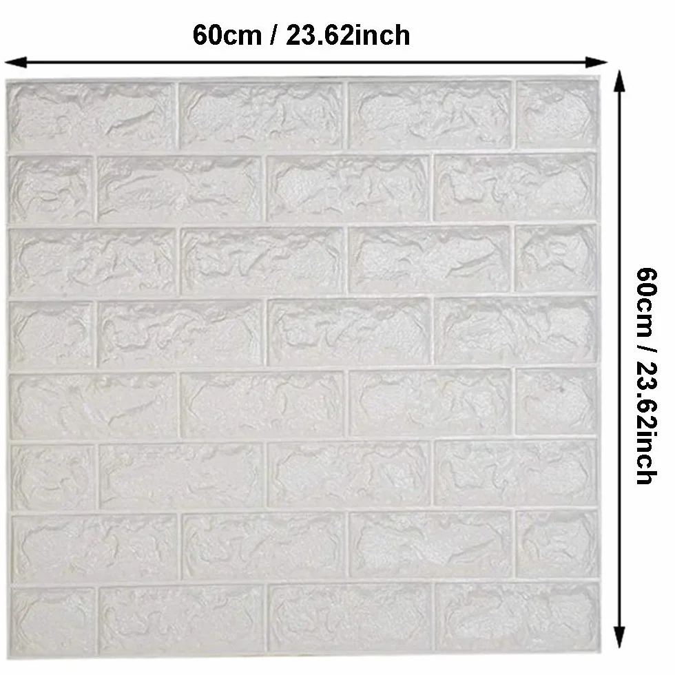 Tapeta 3D Z Cegły Samoprzylepna Naklejka Ścienna Z Pianki PE 12 Szt Biała