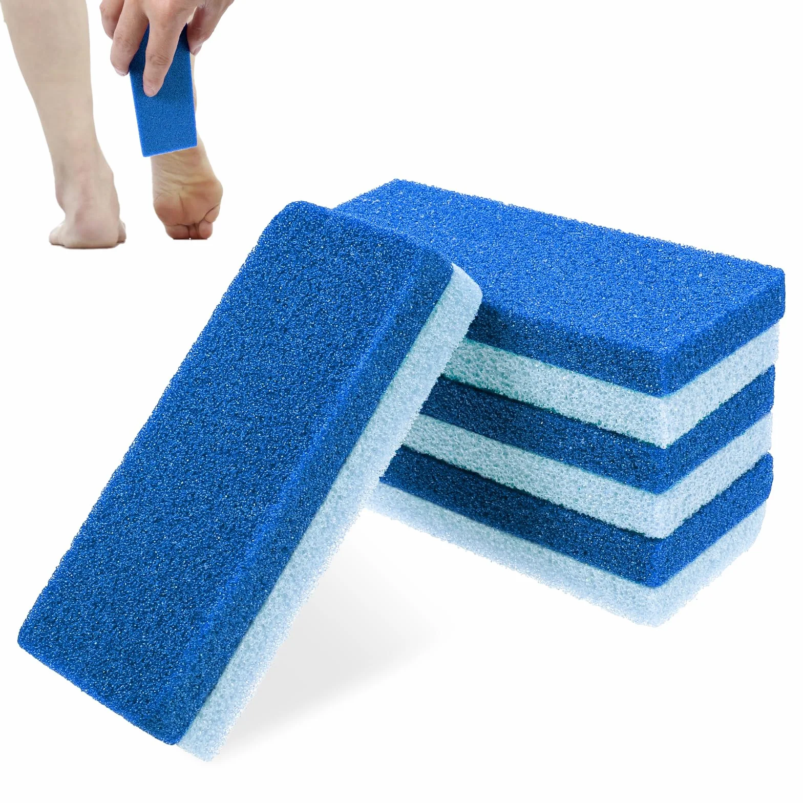 Pumeks do stóp, do usuwania zrogowaceń, delikatny pumeks i szorowarka do stóp, twarda skóra, zrogowaciały, dwustronne narzędzie do pedicure, dla jedwabistych stóp, 4 szt. (niebieski)