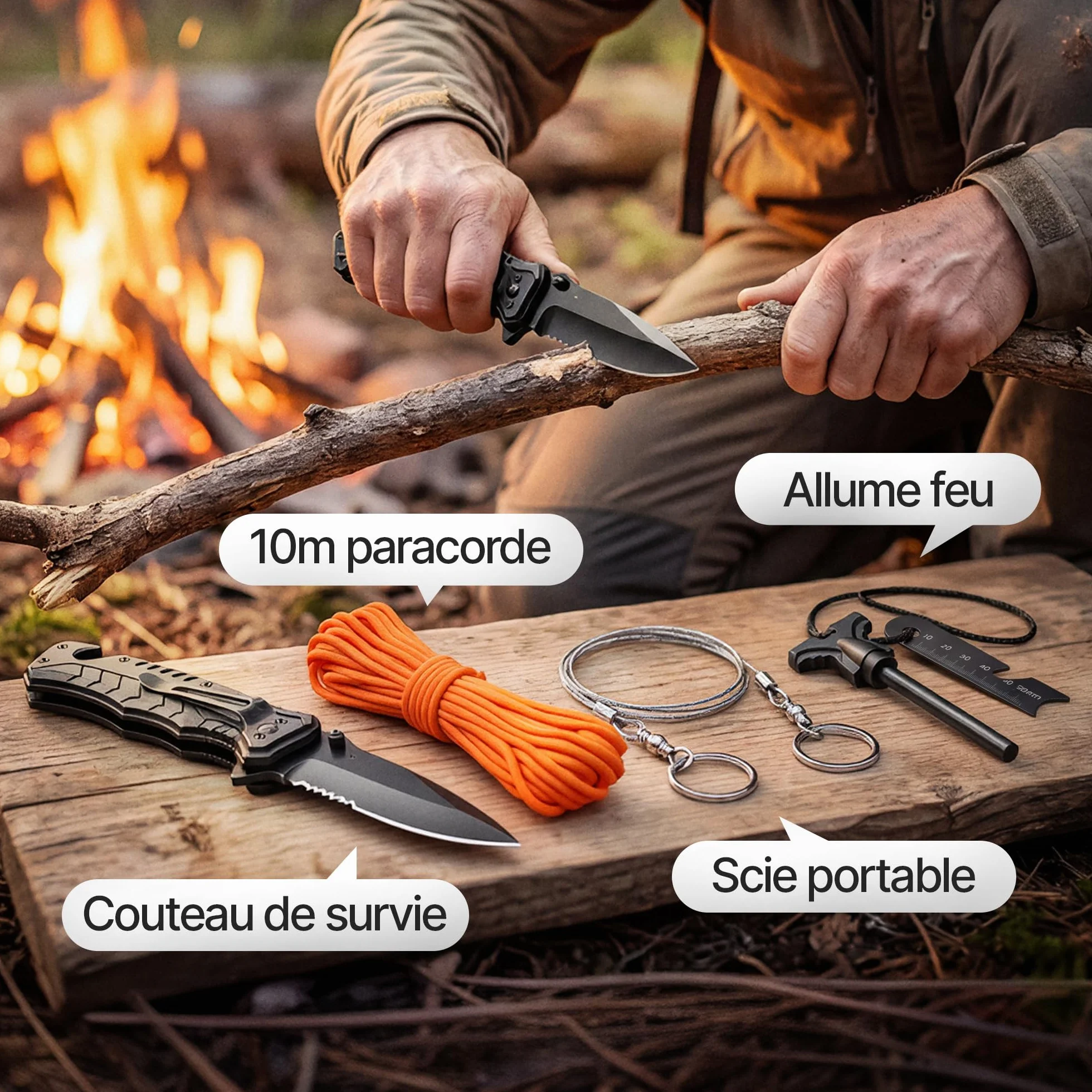 WONCROW ® Zestaw survivalowy + zestaw pierwszej pomocy, słomka z filtrem wody, wyposażenie outdoorowe, akcesoria na kemping, wędrówki, rower, do plecaka, apteczki, gadżety dla mężczyzn i dzieci