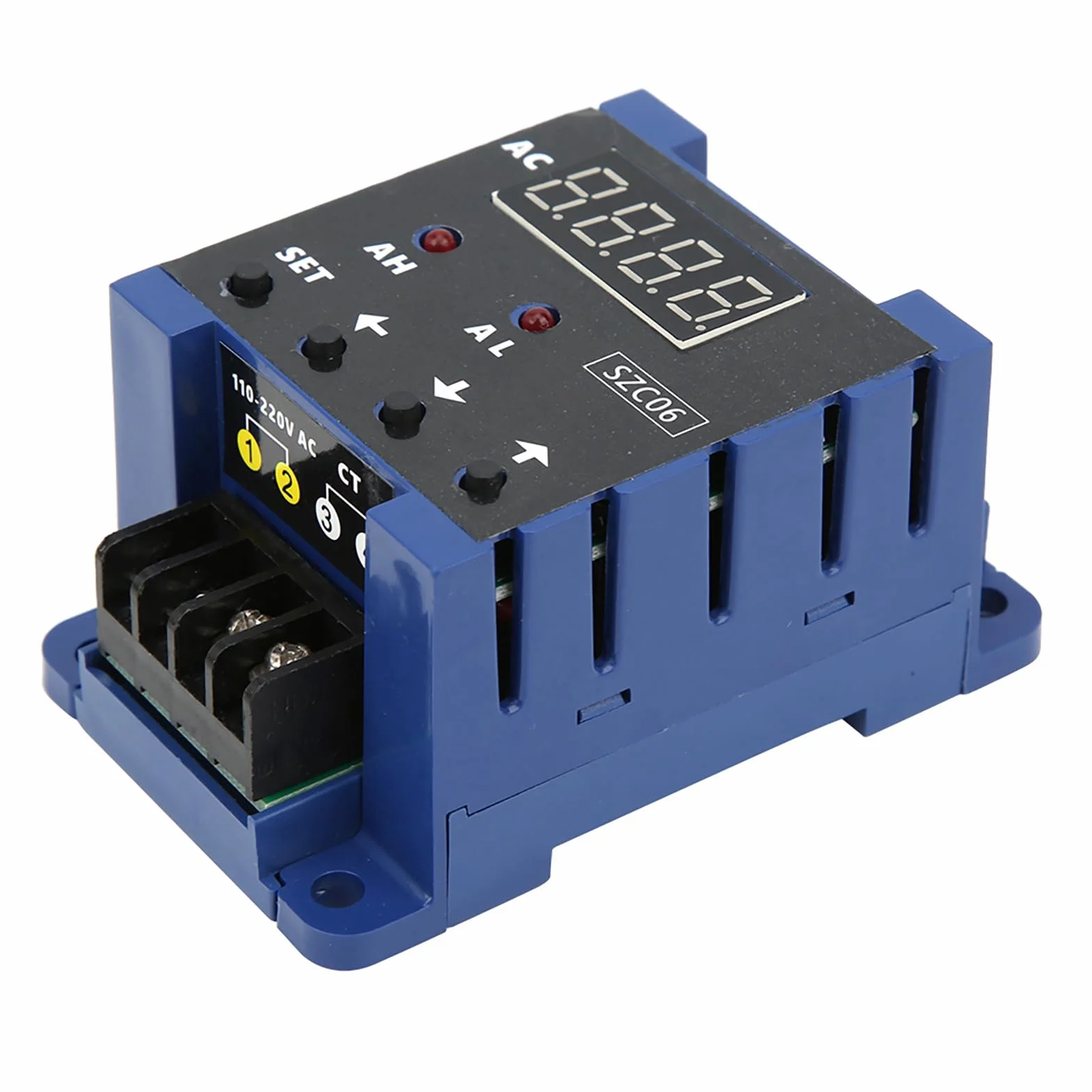 Cyfrowy amperomierz AC elektryczny SZC06 AC110‑220V 0,3‑50A zakres pomiarowy górna dolna granica przekaźnik opóźnienia alarmu (50A)