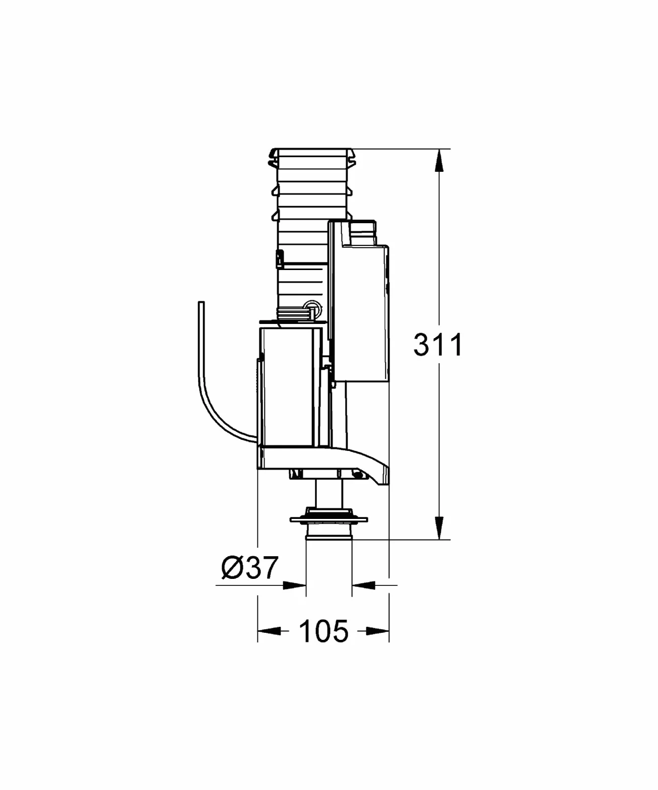 Grohe 42320000 Zawór Spustowy, Szary/Niebieski, 37,8 x 11,4 x 9,8 cm