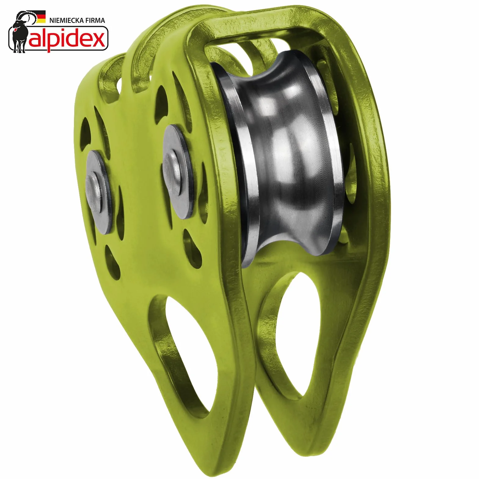 ALPIDEX Rolka Do Wspinaczki 20 kN - Tandem Pulley Koła Pasowego - Lin Stalowych Do 12 mm Tekstylnych Do 13 mm - EN12278