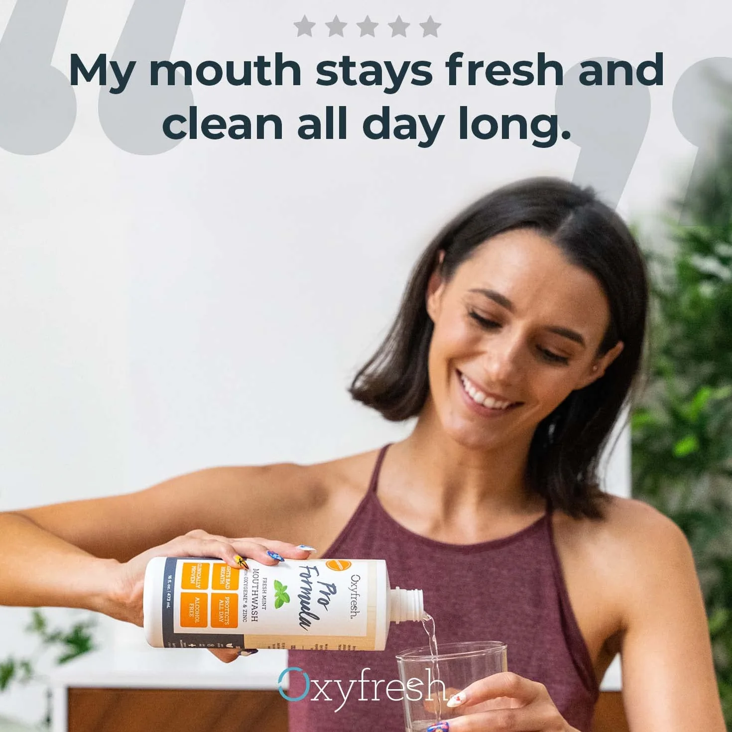 Oxyfresh Zinc Mouthwash: For Long-Lasting Fresh Breath & Healthy Gums. Zalecane Dentist Colors, No Artificial Colors, Alkohol-Free, 16oz. by Oxyfresh