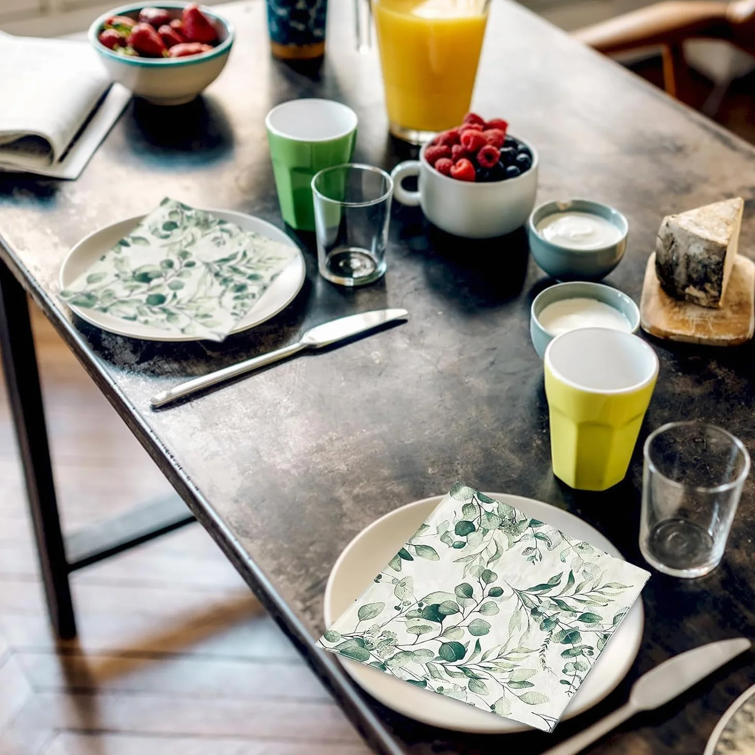 80 sztuk serwetek eukaliptusowych, zielonych, na imprezę, jako dekoracja stołu, serwetki weselne, jednorazowe serwetki na chrzest, wesele, baby shower, bierzmowanie, wesele, imprezę
