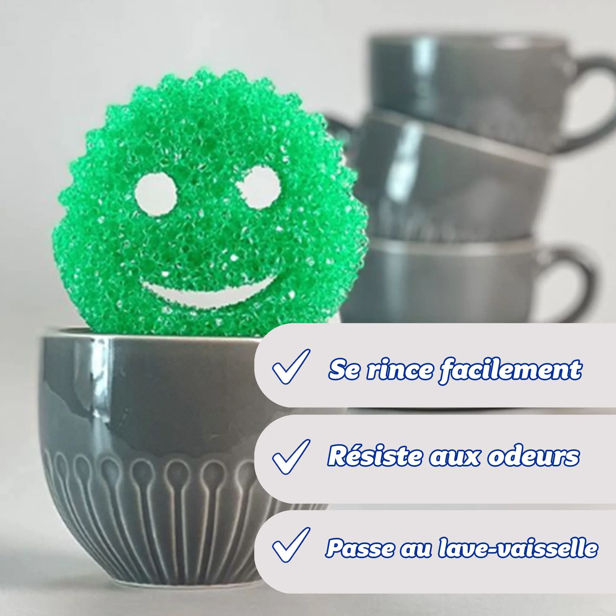 Scrub Daddy Colors Smiley Gąbka do czyszczenia, w opakowaniu zbiorczym – zmiana tekstury, odporna na zarysowania gąbka do mycia w kuchni, odporna na zapachy, można myć w zmywarce, 4 szt.
