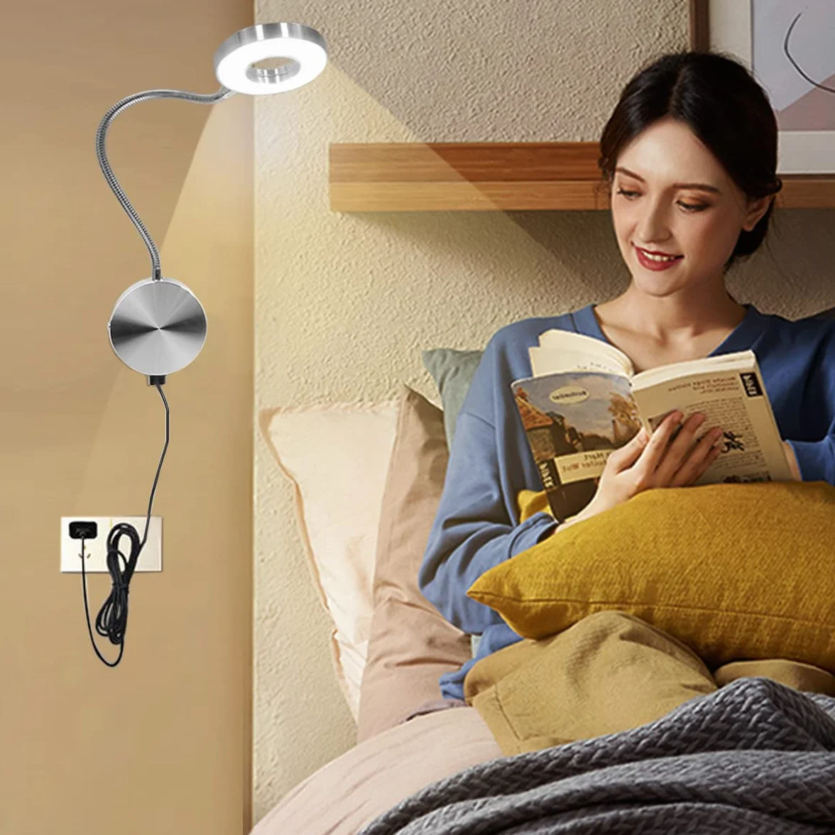 LANMOU Lampa ścienna LED 5W 420lm 40cm z wtyczką USB ściemniacz 3 temperatury barwowe