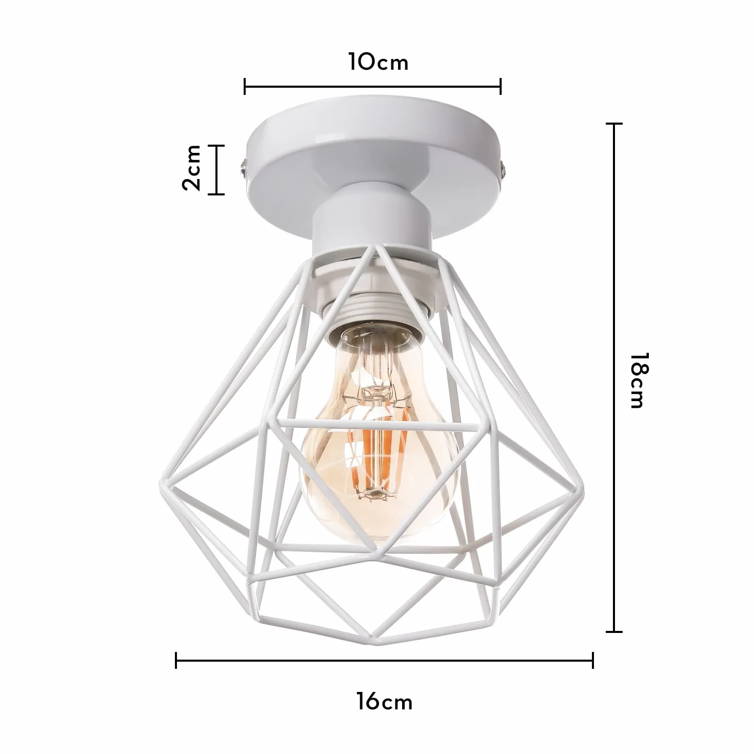 iDEGU Zestaw 2 sztuk przemysłowych metalowych lamp sufitowych w kwadratowej klatce, żyrandol żelazny klosz lampy wiszącej E27 40 W, czarny, do salonu, sypialni, baru (mały biały diament)