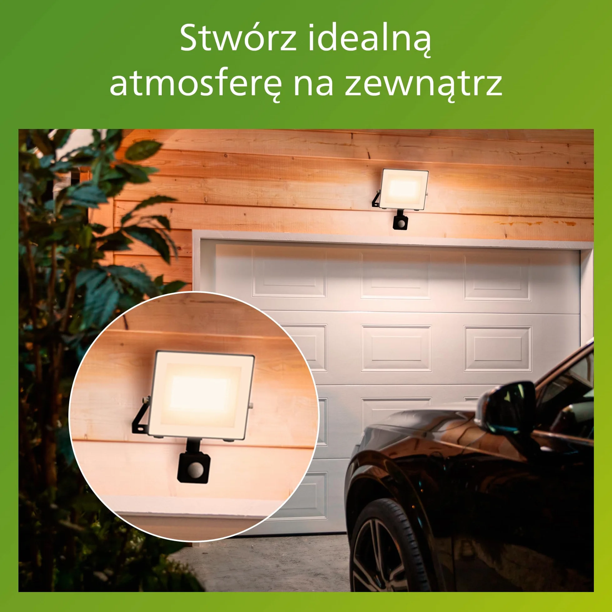 Philips Lois UltraEfficient Zewnętrzna Lampa Floodlight z Czujnikiem, 14 W, 3000 K, Antracytowa