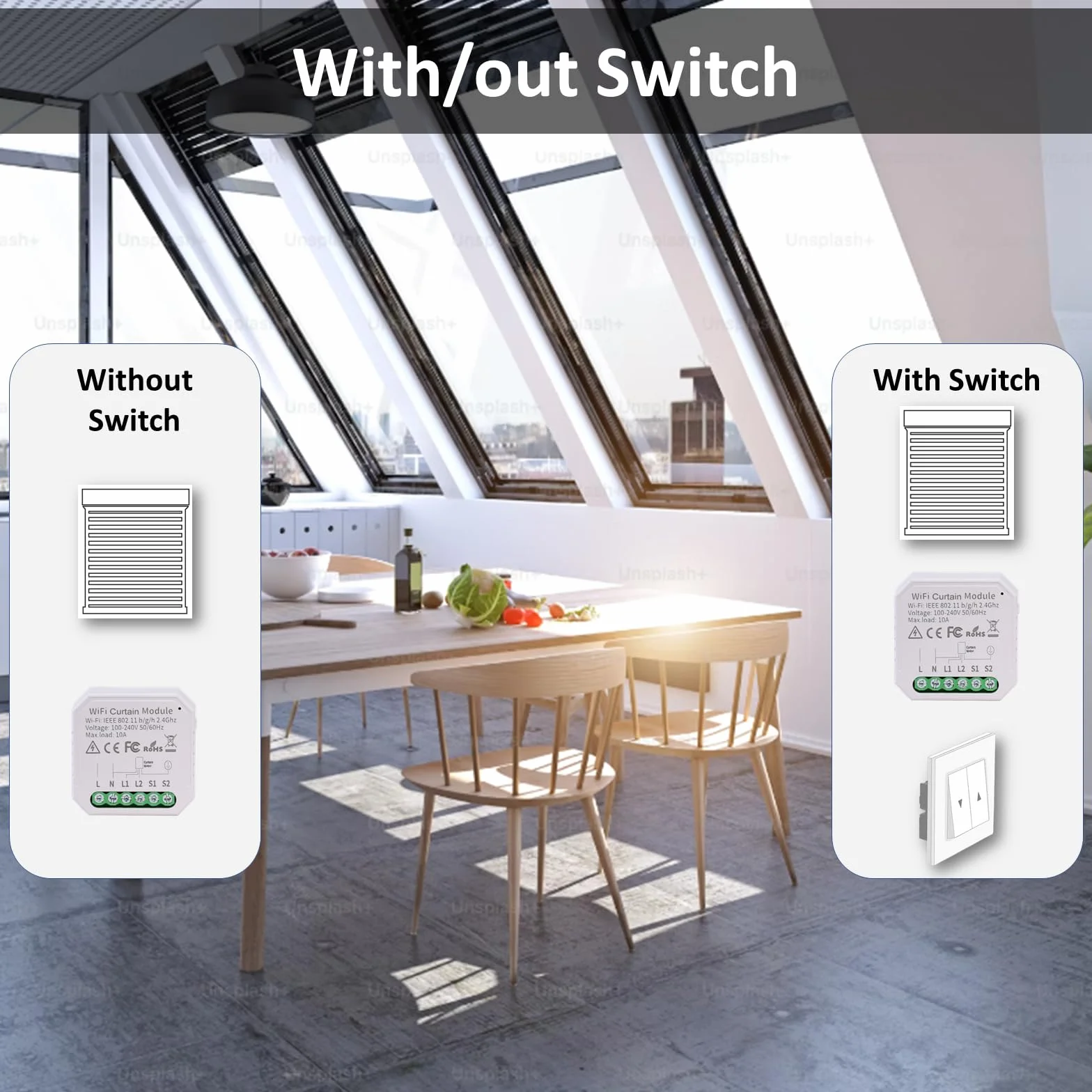 Inteligentny moduł przełącznika rolety WiFi Smart Life/Tuya Smart z pilotem, współpracuje z Alexa/Google Home