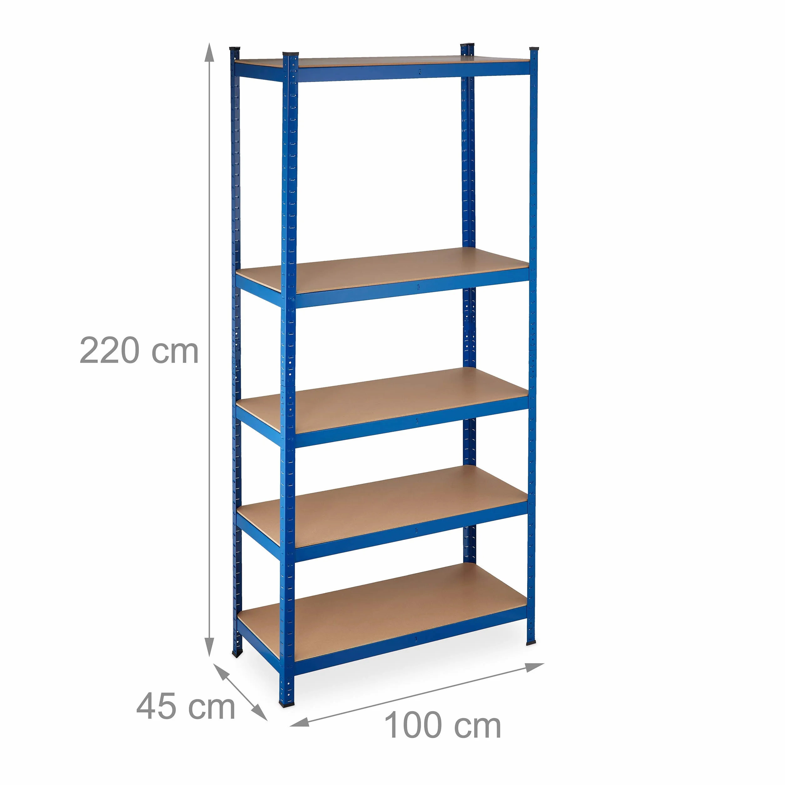 Relaxdays Regał XL stal 220x100x45 cm nośność 1325 kg 5 półek niebieski
