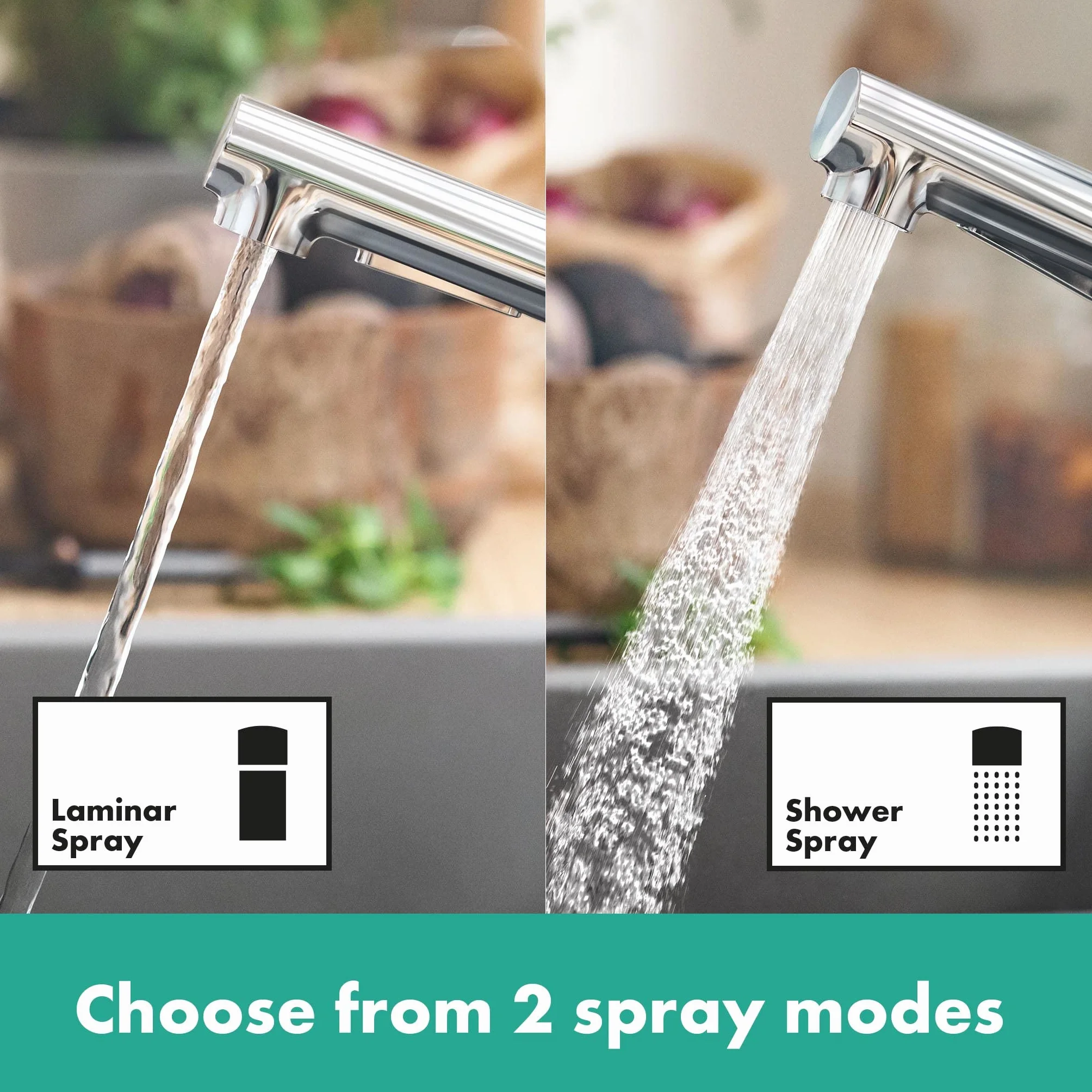 hansgrohe Zesis M33 - bateria kuchenna z wyciąganą wylewką, 2 strumieniowa, kran kuchenny z wysokością wylewki 150 mm, jednouchwytowa armatura kuchenna, chrom, 74800000