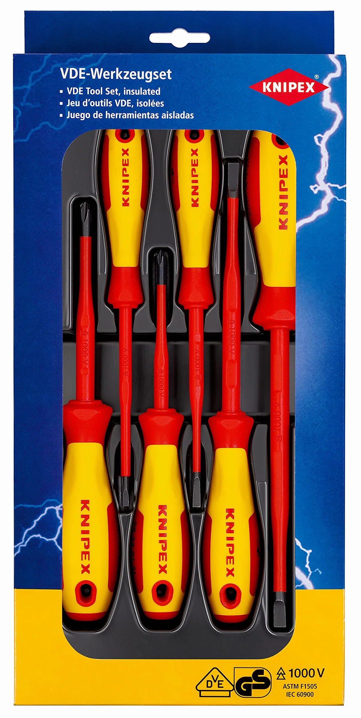 KNIPEX Zestaw wkrętaków VDE do śrub z rowkiem/Phillips, 6-częściowy, 00 20 12 V02