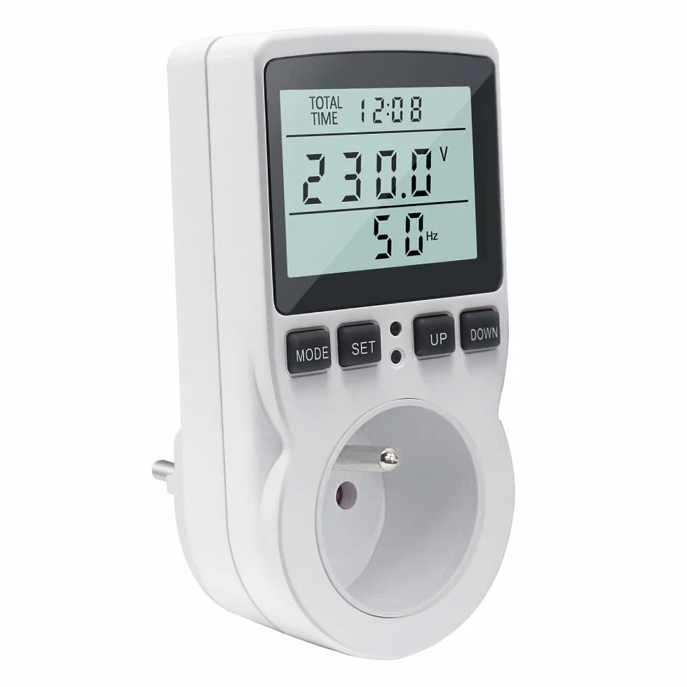 KETOTEK Miernik mocy z miernikiem mocy, licznik zużycia energii z wyświetlaczem LCD, gniazdko elektryczne ochrona przed przeciążeniem 3680 W (typ E)