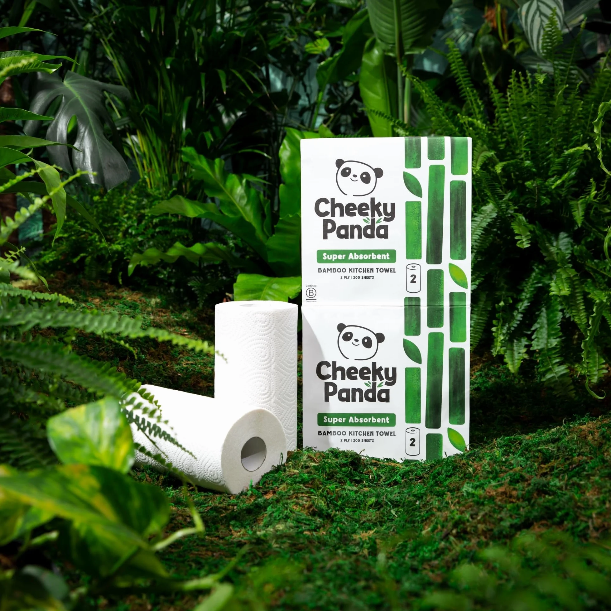 The Cheeky Panda - Bambusowe ręczniki papierowe luzem, 10 x 100 arkuszy ręczników papierowych, 1000 x 2-warstwowe ręczniki papierowe, mocne i trwałe