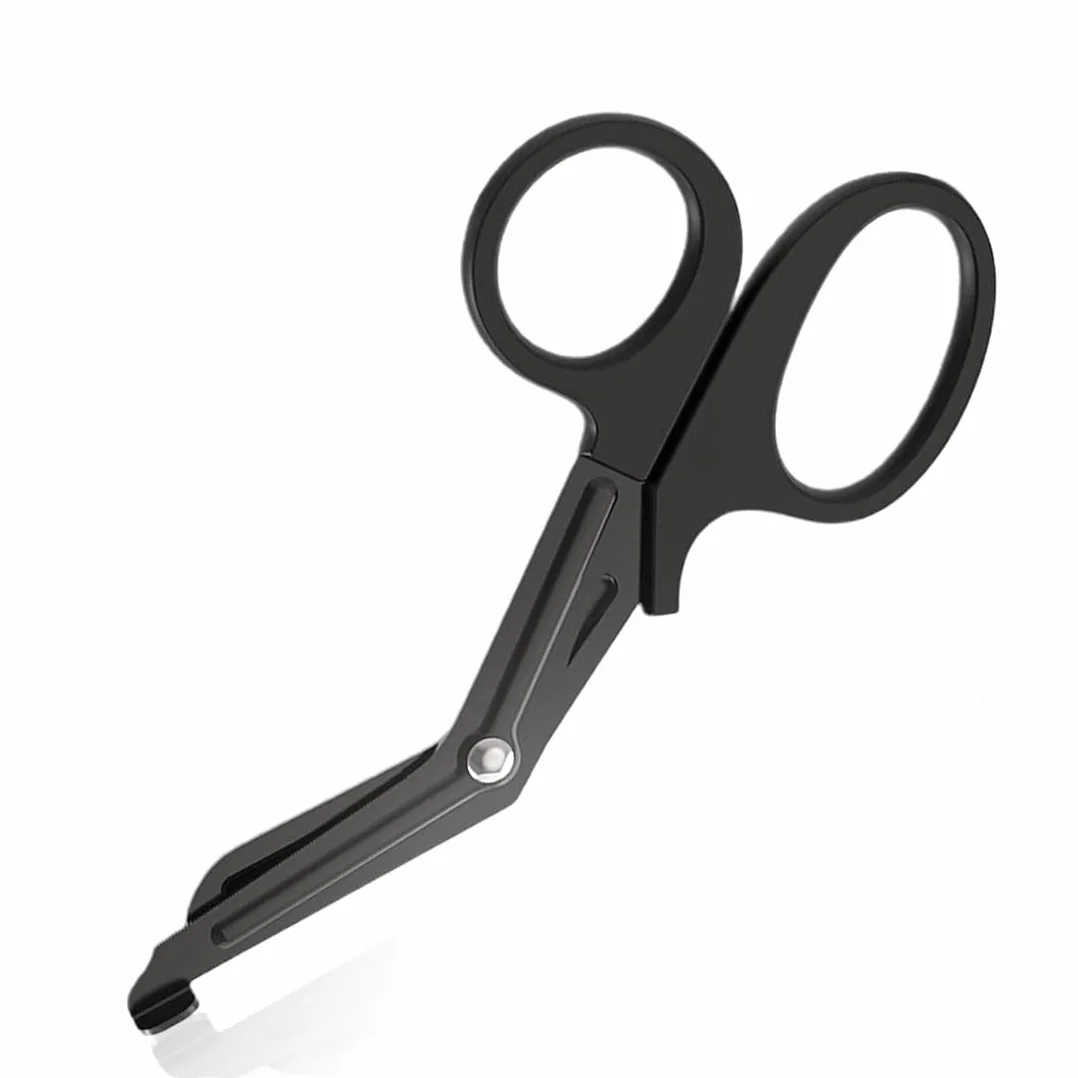 Nożyczki medyczne, nożyczki bandażowe, do bandażowania nożyc EMT i traumatologicznych Nożyce bandażowe ze stali nierdzewnej 7,5 '' Bent Stealth Black dla lekarza lub pielęgniarki (czarny)