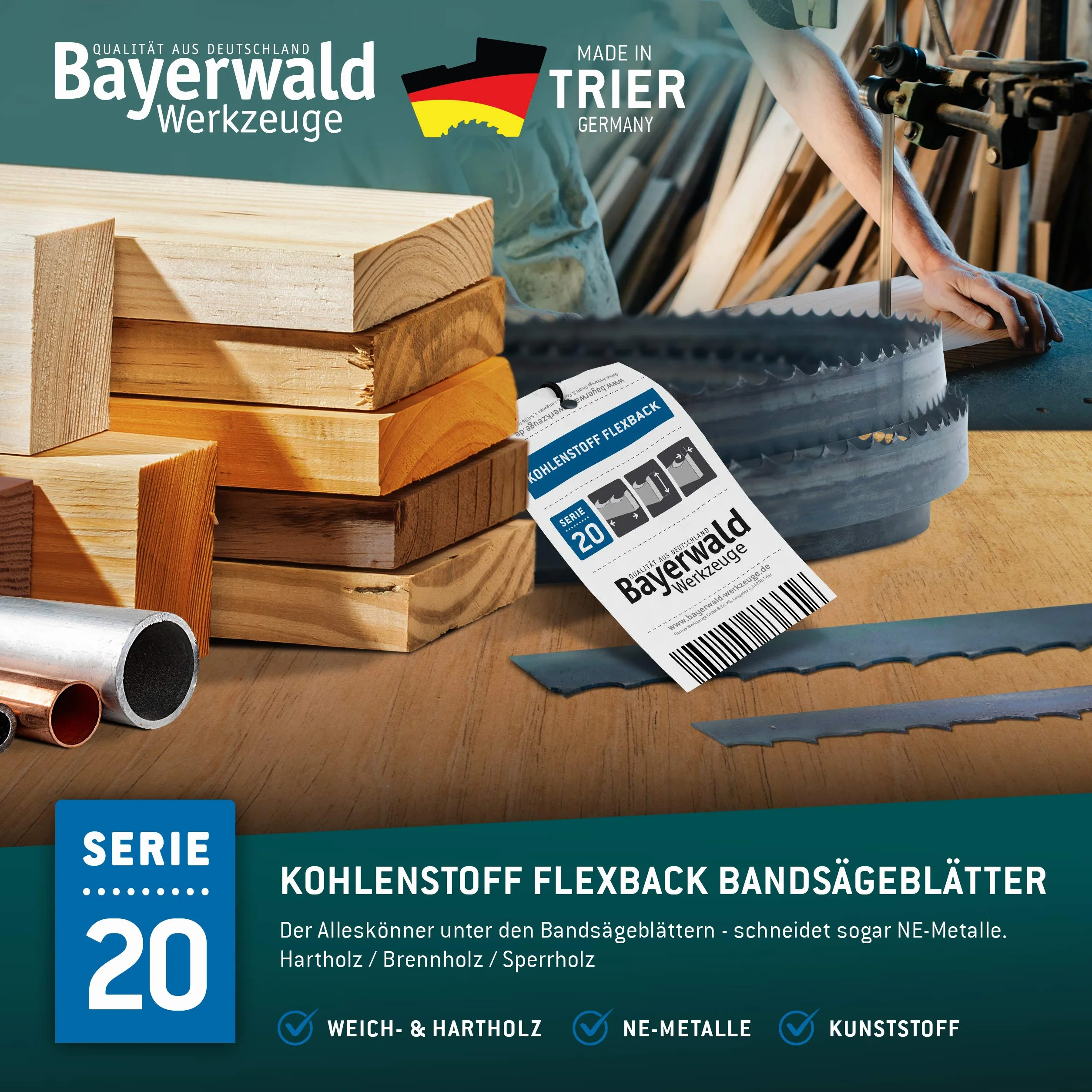 Bayerwald taśma Bayerwald 2240 x 3 x 0,5 x 6 / drewno, metale nieżelazne, tworzywo PCW, cienkie blachy/pasmo piły pasujące do Elektra Beckum i innych