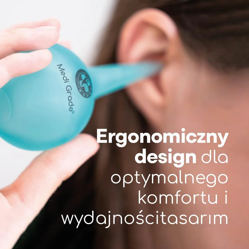 Zestaw do Czyszczenia Uszu Medi Grade z Gruszką 75 ml, Miękka Końcówki Quad-Stream