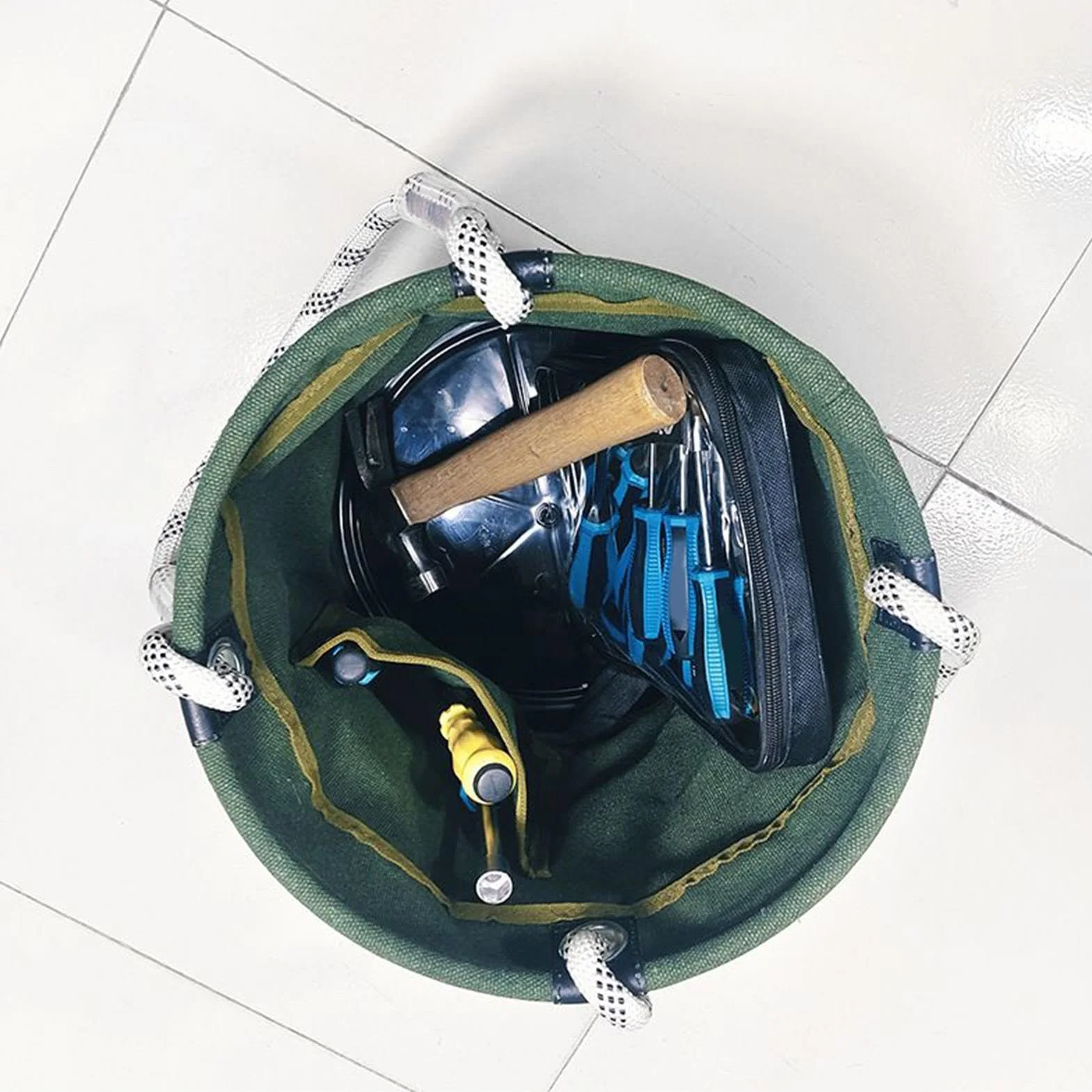 Wiadro Narzędziowe Torba Sakwa Organizer Na Akcesoria Elektryczne | Przenośna Stacja Pracy z Kieszeniami do Przechowywania Sprzętu