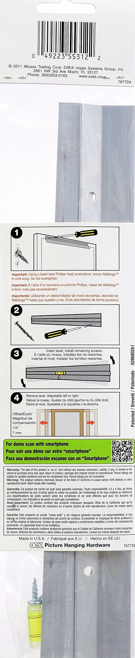 OOK by Hillman 533208 OOK Hangman 9-częściowy francuski zacisk obraz wieszak zestaw z psami ściennymi