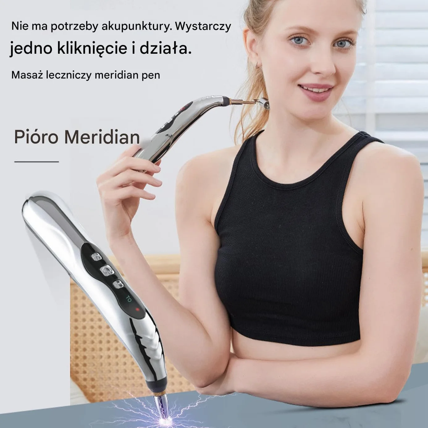 Massage Pen, Meridian Energy Pulse Massage Pen, 203g Portable Rechargeable Electric Stimulator Device with Adjustable Intensity for Muscle Relaxation, Travel, Neck, and Back, 7.09x1.18x1.18Inches
