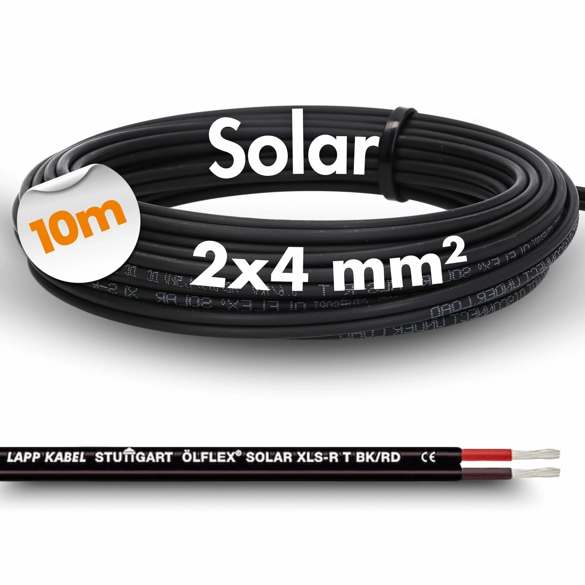 10 m Lapp ÖLFLEX Solar XLS-R T przewód solarny 2 x 4 mm² BK/RD kabel solarny podwójny przewód, 2 x 4 mm²