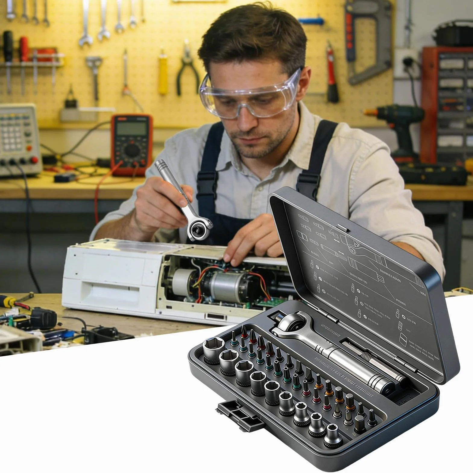 Magnetyczny śrubokręt grzechotkowy 40 w 1 Zestaw naprawczy elektroniki z | Zestaw magnetyczny z odłączaną rączką Do naprawy zegarków, telefonów, elektroniki, komputera, laptopa, tabletu