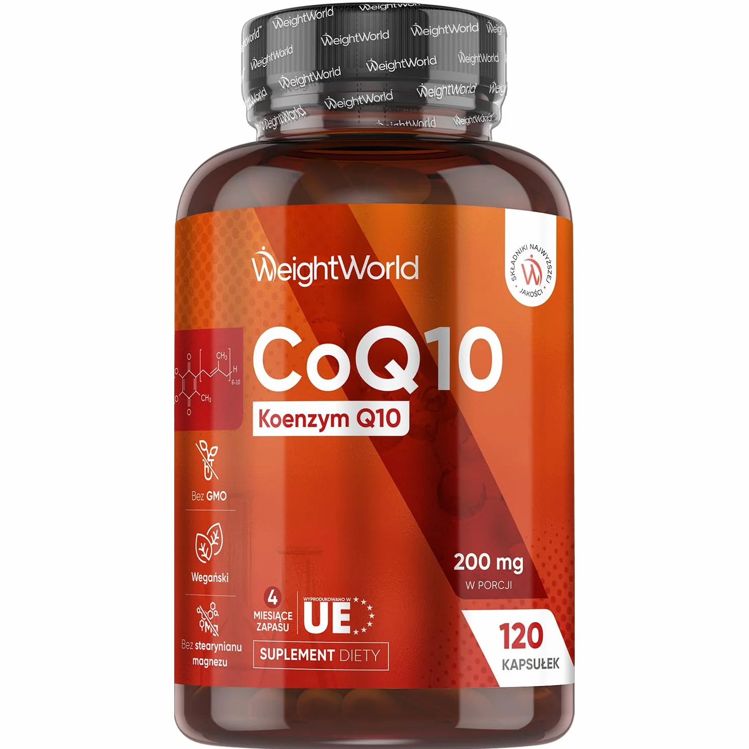 Koenzym Q10 200 mg 120 kapsułek wegańskich ubichinon CoQ10 bez glutenu