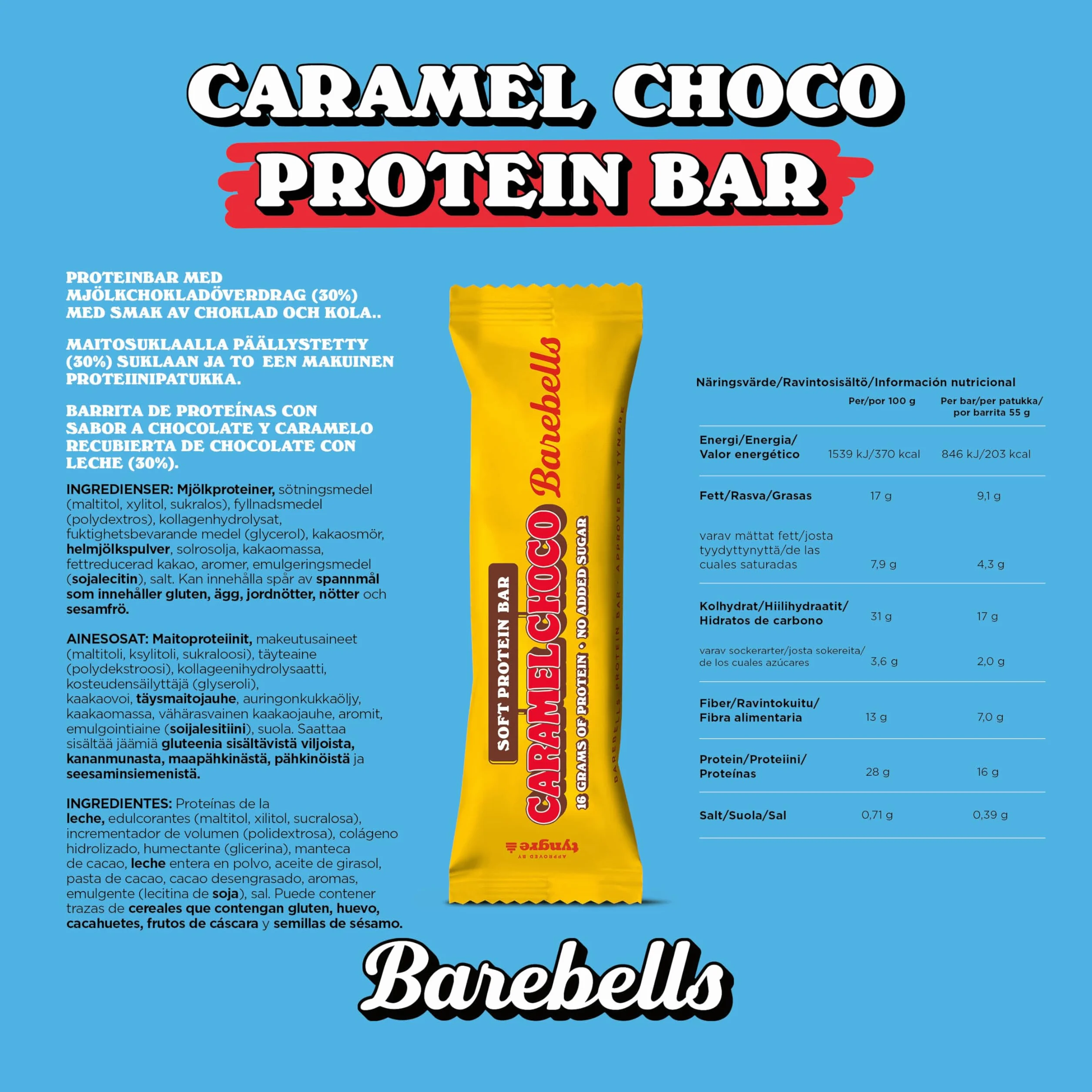 Barebells Soft Protein Bar | batonik proteinowy o niskiej zawartości cukru (karmelowy Choc, 12 x 55 g)