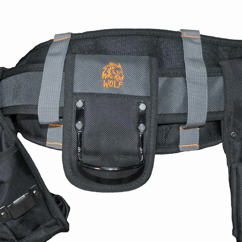 WOLF WTB300 wytrzymały wyściełany pasek roboczy na narzędzia z torbami | uniwersalna talia ciała | oddychająca organizacja komfortu | Wykonawcy, elektrycy, stolarze, złota rączka, nylon balistyczny i