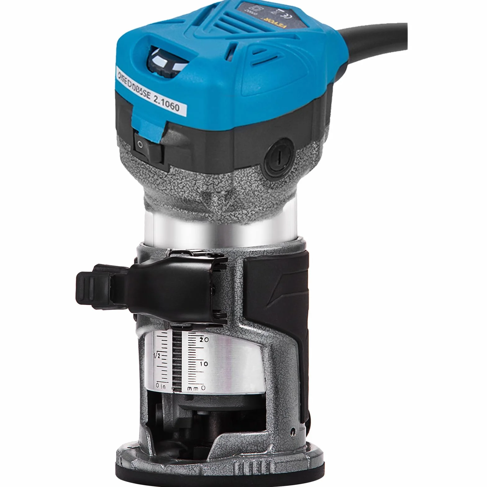 VEVOR Frezarka górnowrzecionowa 710 W, kompaktowa frezarka do drewna z 3 podstawami, 10000-30000 obr./min, frezarka krawędziowa 1/4" i 3/8" wielofunkcyjna z podstawą nachylenia, do laminowania drewna