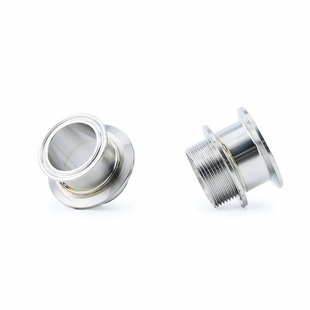 304SS Podwójny zacisk Tri Clamp z gwintem zewnętrznym Adapter sanitarny do Homebrew - łącznik rurowy DN32/DN40(With Nut,DN40x64mm-64mm)