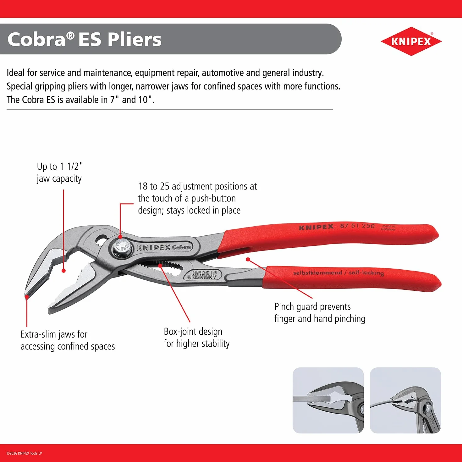 KNIPEX 8751250 SBA Cobra Extra Slim szczypce