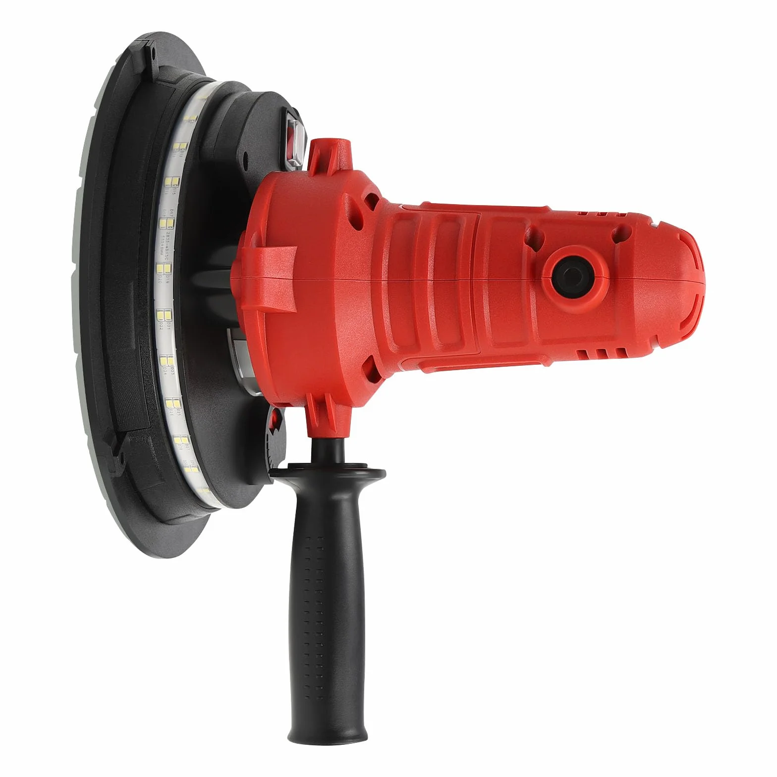 Szlifierka do suchej zabudowy, szlifierka ścienna, 1200 W, 180 mm, z przyssawką, bezpyłowa szlifierka sufitowa z podwójnym pokładem LED i 6 papierami ściernymi 1200-2500 obr./min